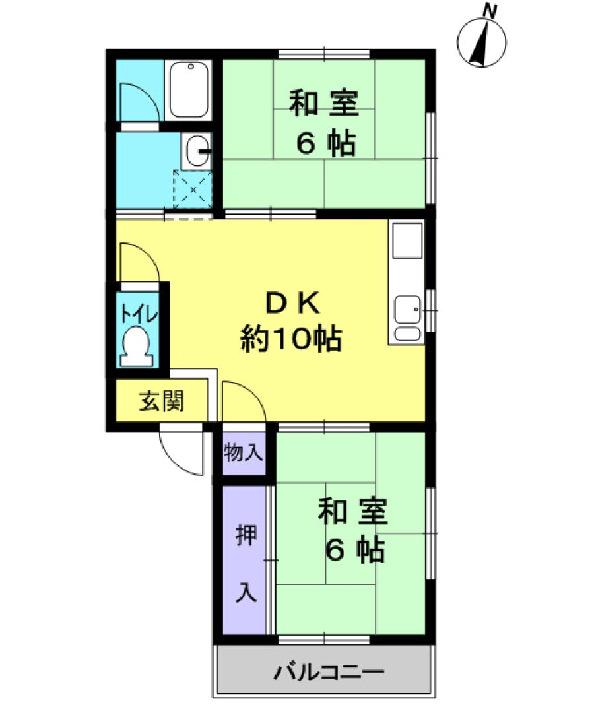 松本ハイツI(2DK/2階)の間取り写真