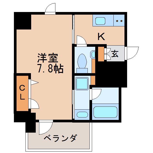 GRAND ESPOIR 東桜(1K/8階)の間取り写真