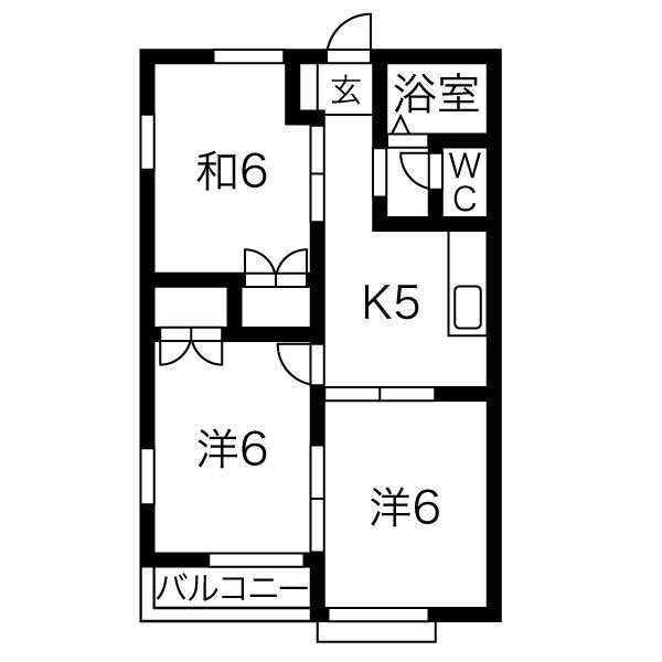 サンロイヤル(2LDK/1階)の間取り写真