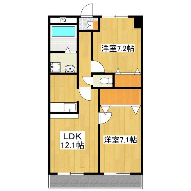 シャルマーム(2LDK/5階)の間取り写真
