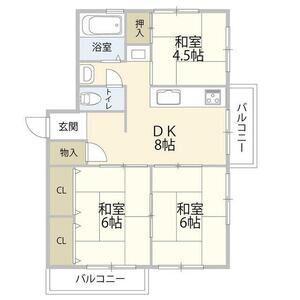 相生山団地参五棟(3DK/5階)の間取り写真