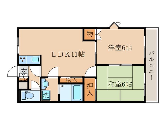 プリベール上桂(2LDK/3階)の間取り写真