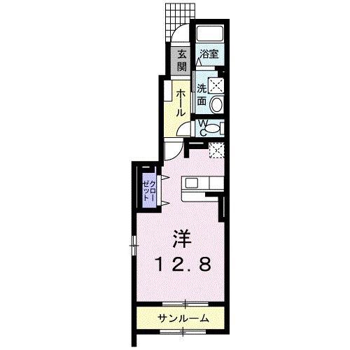 アドバンスKTI(ワンルーム/1階)の間取り写真