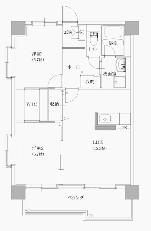 ヴィラ・エミネンス(2LDK/1階)の間取り写真