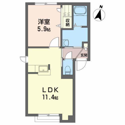 シャーメゾンBRAVO(1LDK/1階)の間取り写真