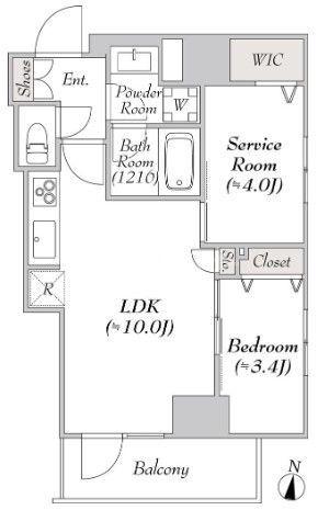 MYRIA RESIDENCE RYOGOKUII(1SLDK/9階)の間取り写真