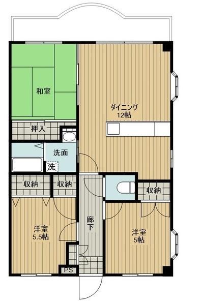 シャルマン5(3LDK/3階)の間取り写真
