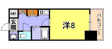 リーガル神戸元町(ワンルーム/3階)の間取り写真