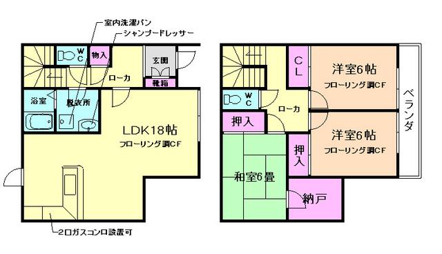 サンハイツトロアB(3SLDK/1階)の間取り写真