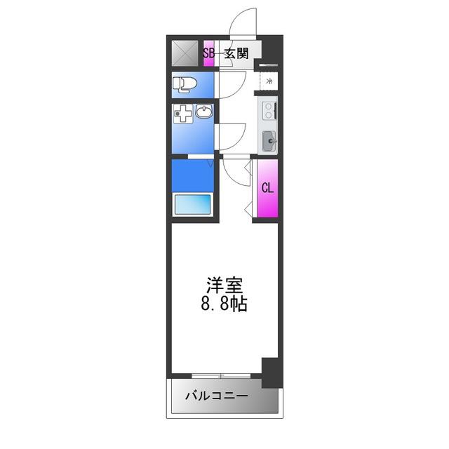 グローハイツ平野本町(1K/3階)の間取り写真