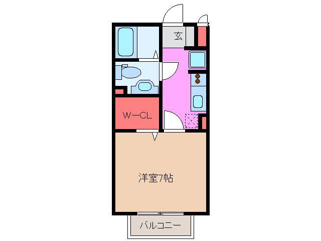 エトワールB棟(1K/1階)の間取り写真