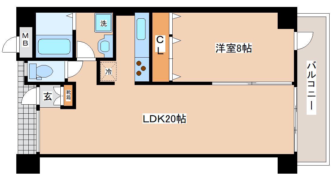 HKマンション(1LDK/3階)の間取り写真