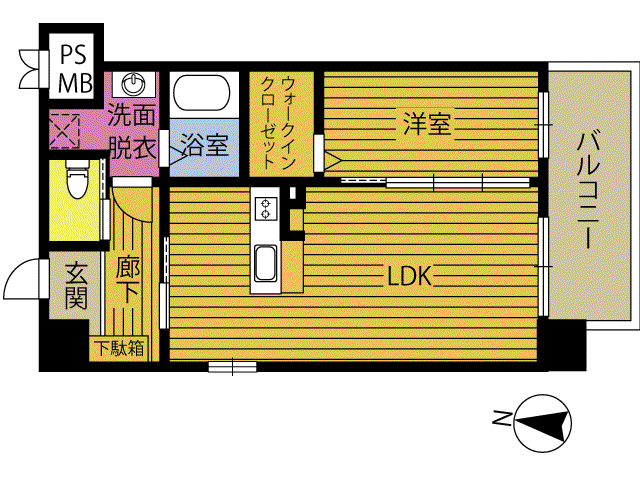 夢弐番館(1LDK/2階)の間取り写真