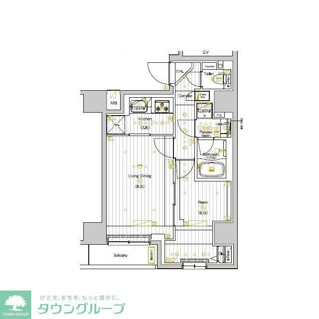 PREMIUM CUBE 両国DEUX(1LDK/9階)の間取り写真
