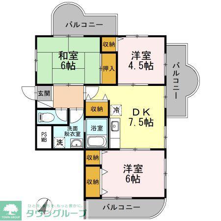 フォーラム北綾瀬(3DK/4階)の間取り写真