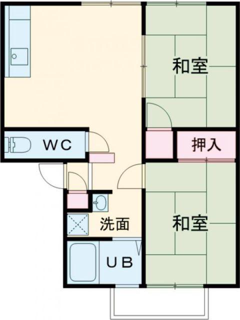 学文路ハイツ(2DK/2階)の間取り写真
