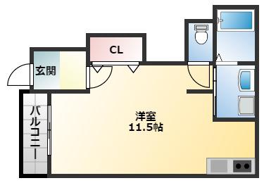 クロワール(ワンルーム/1階)の間取り写真