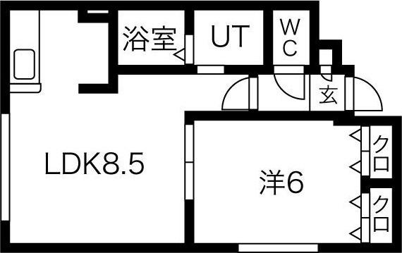 クリアフィールド(1LDK/2階)の間取り写真
