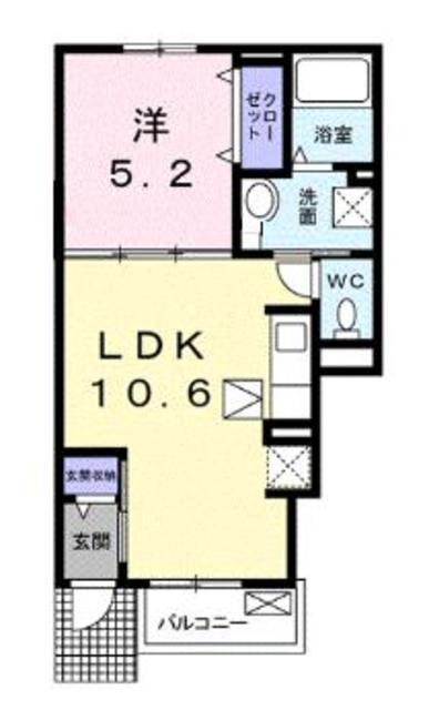 アリエッタ(1LDK/1階)の間取り写真