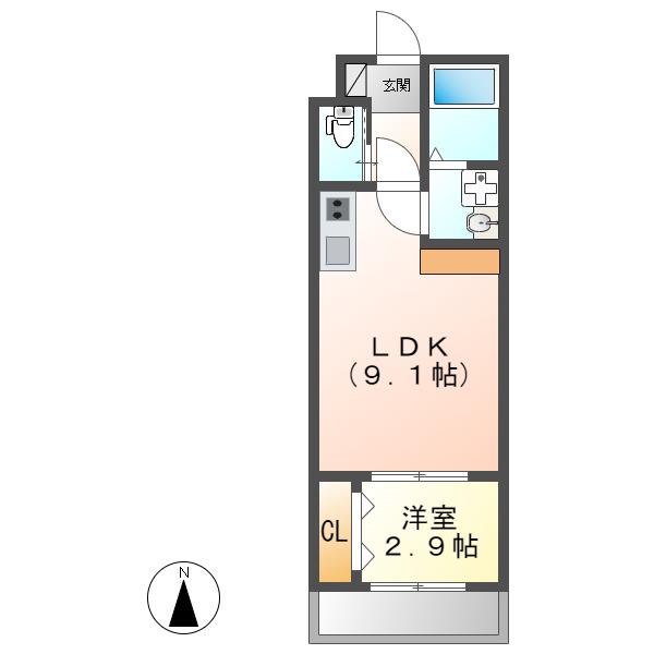 STORIA岩塚(1LDK/3階)の間取り写真