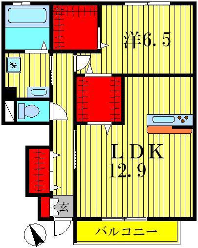 フェリエ(1LDK/1階)の間取り写真