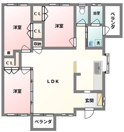 仲村共同 3LDK(3LDK/2階)の間取り写真