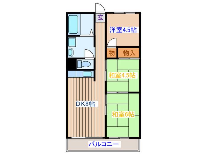 銀杏町庄司マンション(3DK/3階)の間取り写真