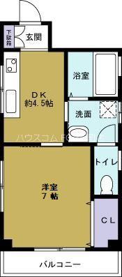 ヴィレッジ弁天(1DK/2階)の間取り写真