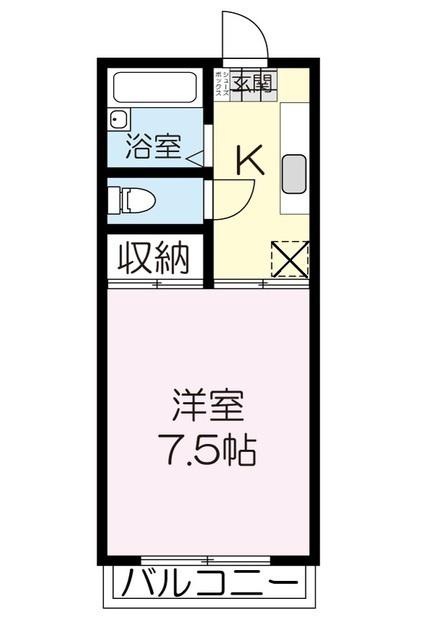 アメニティ旭ヶ丘(1K/1階)の間取り写真