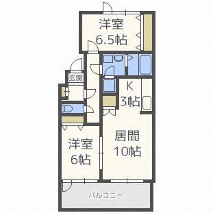 COSMO LIFE(2LDK/1階)の間取り写真