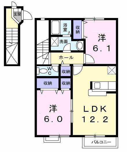 コーポラス高塚(2LDK/2階)の間取り写真