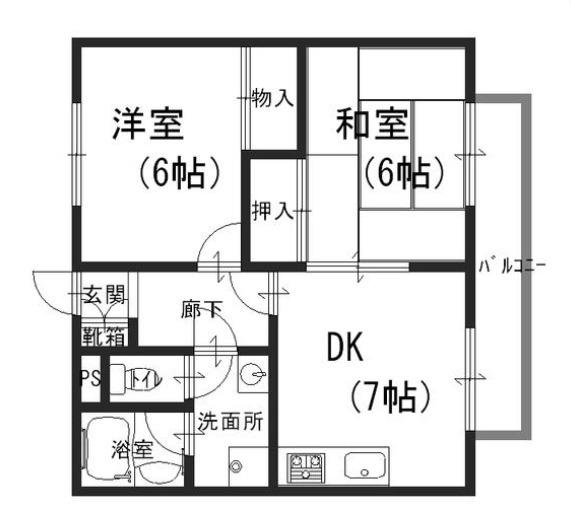 コートエム(2DK/1階)の間取り写真