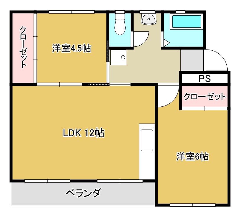 スカイコートあけの(2LDK/2階)の間取り写真