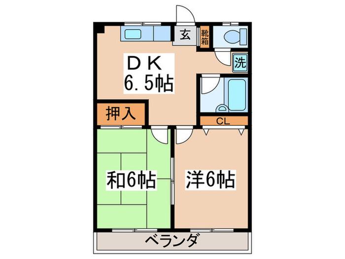 日石ハイツ(2DK/1階)の間取り写真