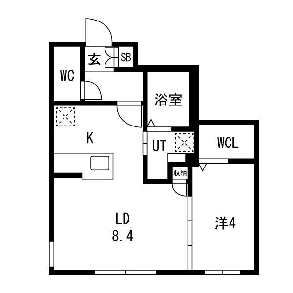 アルファスクエア北37西9(1LDK/4階)の間取り写真