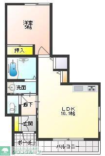 アポロ富藤III(1LDK/1階)の間取り写真