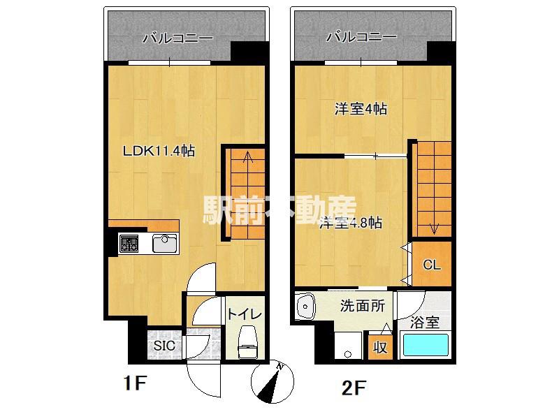 MODERN PALAZZO博多駅南AX(2LDK/8階)の間取り写真