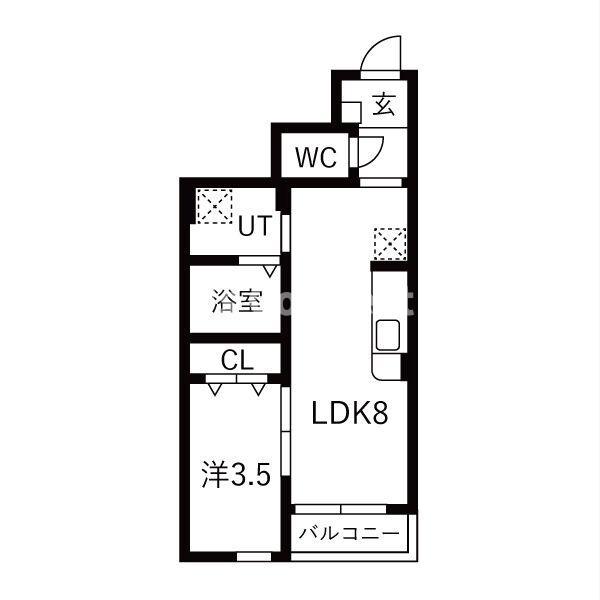 WISPERIA穂波(1LDK/1階)の間取り写真