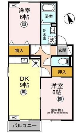 ハイツボナール(2LDK/1階)の間取り写真