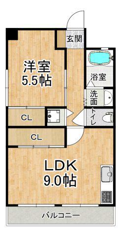 パインヒル向陽(1LDK/3階)の間取り写真