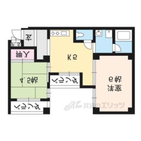 ヴィラ勧修寺(2DK/3階)の間取り写真