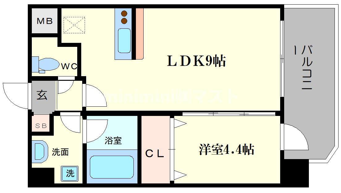 スプランディッド難波I(1LDK/5階)の間取り写真