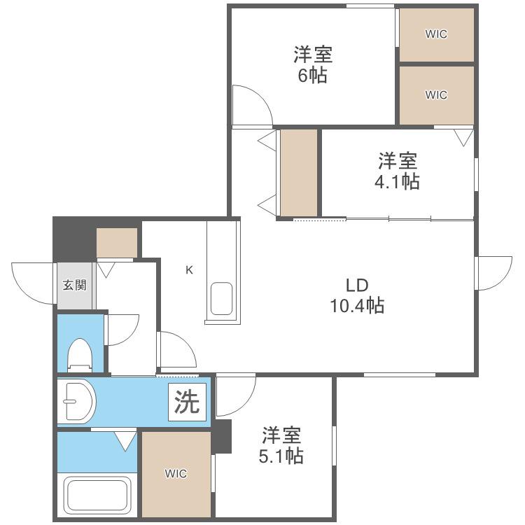 TS COURT ウエスト13(3LDK/1階)の間取り写真