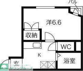 ビューパレス越路(1K/4階)の間取り写真