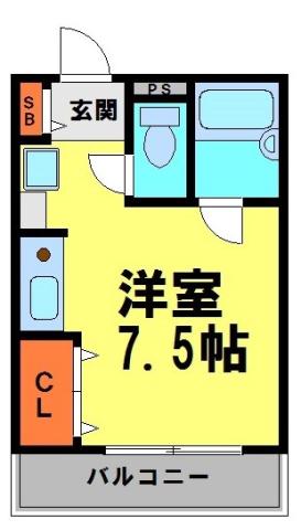 アモ花屋敷(1K/1階)の間取り写真