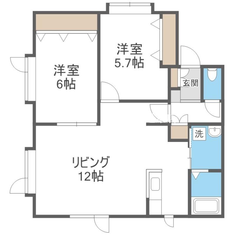 フラワービレッジ(2LDK/2階)の間取り写真