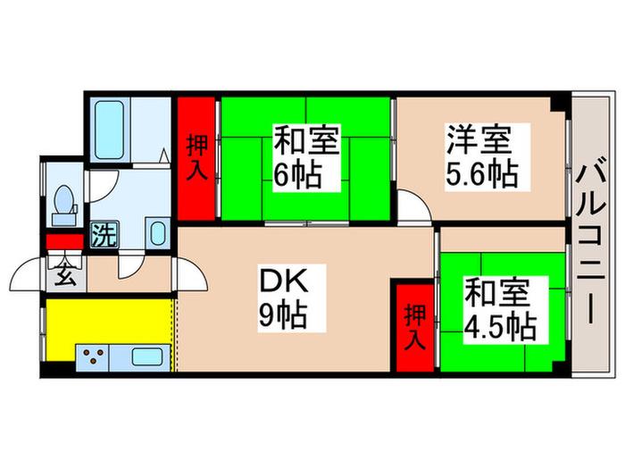 ウェルフェアグリーン行徳(3DK/2階)の間取り写真