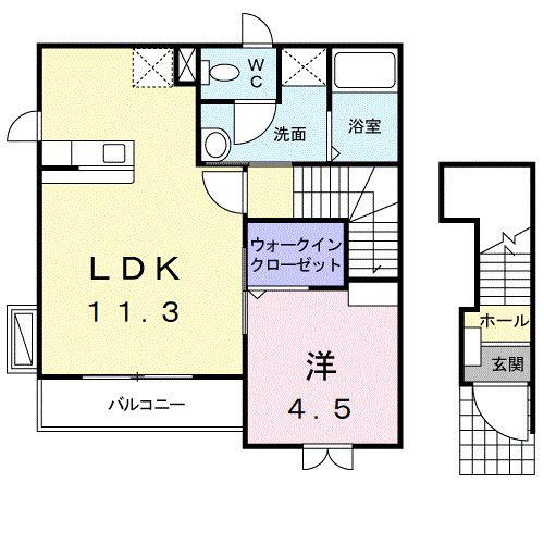 メゾン・ド・ソレイユ(1LDK/2階)の間取り写真