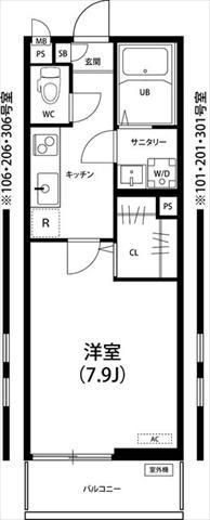 リブリ・ハナミズキ大船(1K/2階)の間取り写真