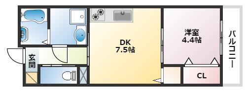 ASOSION(1DK/3階)の間取り写真